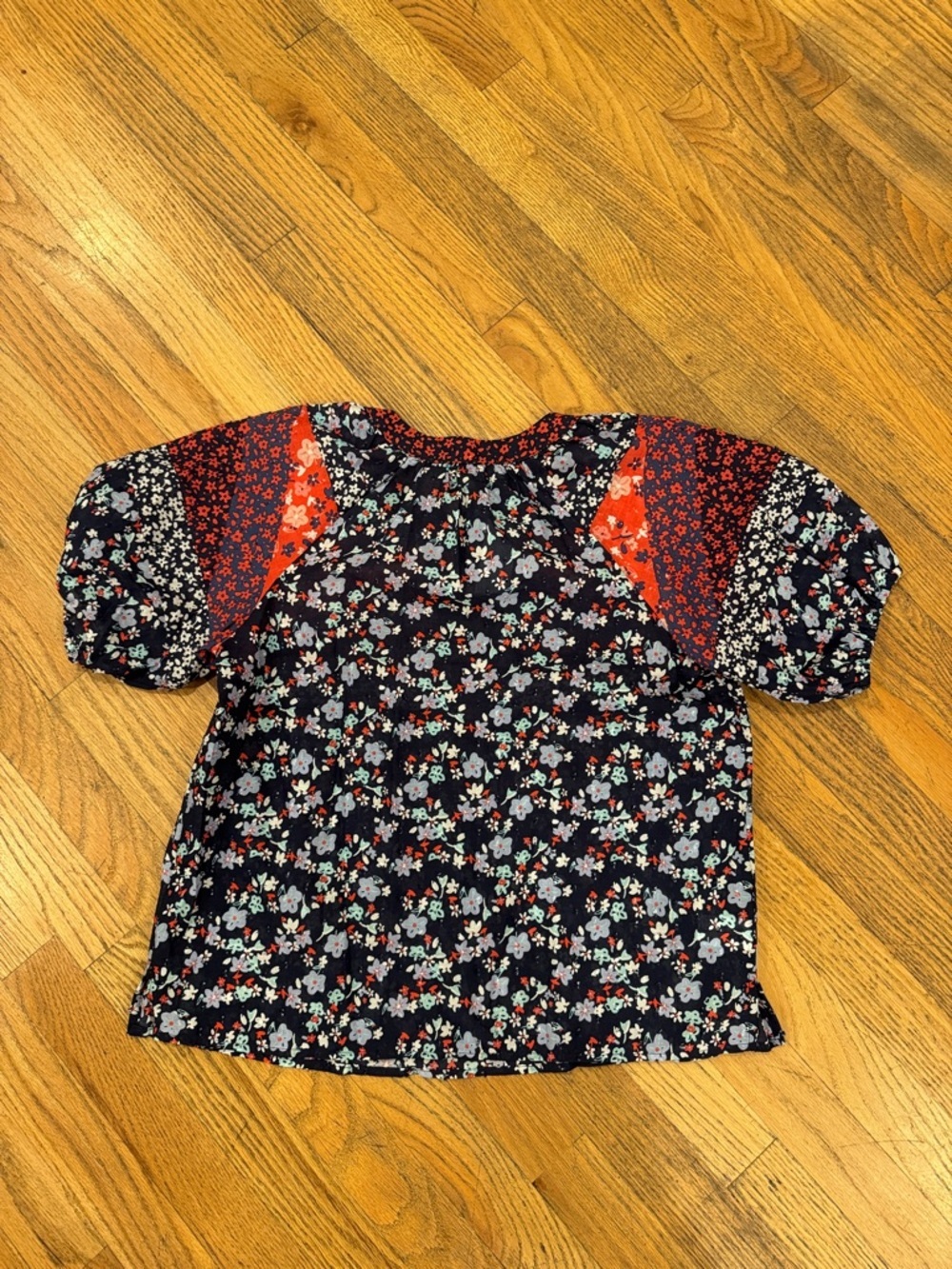 LOFT Petites Navy Blouse with Red Floral Print - Picture 9 of 10